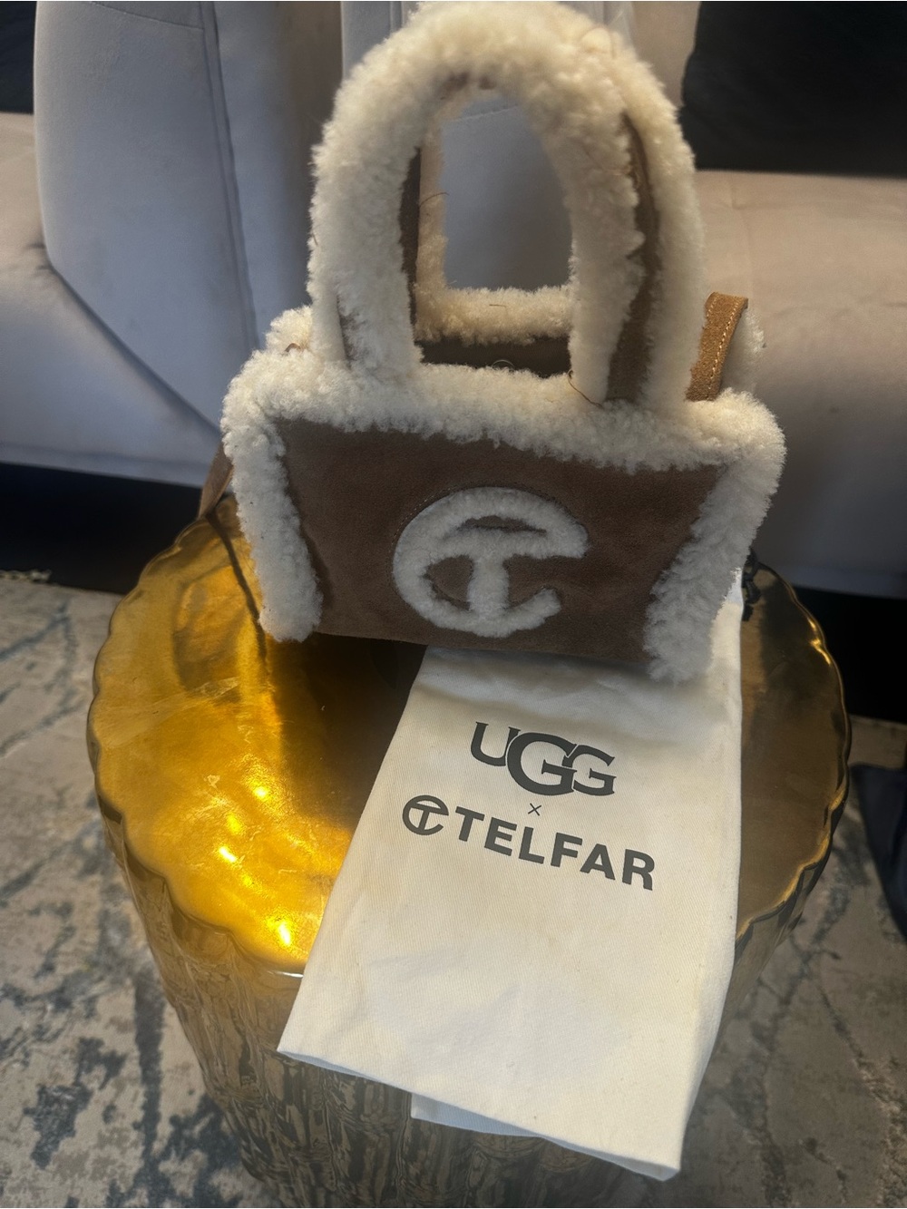 Ugg Telfar Brown Shearling Mini Tote - Picture 2 of 5